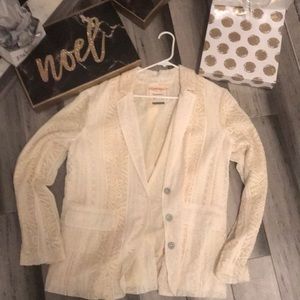 LNWOT Cream Lace Anthropologie Blazer